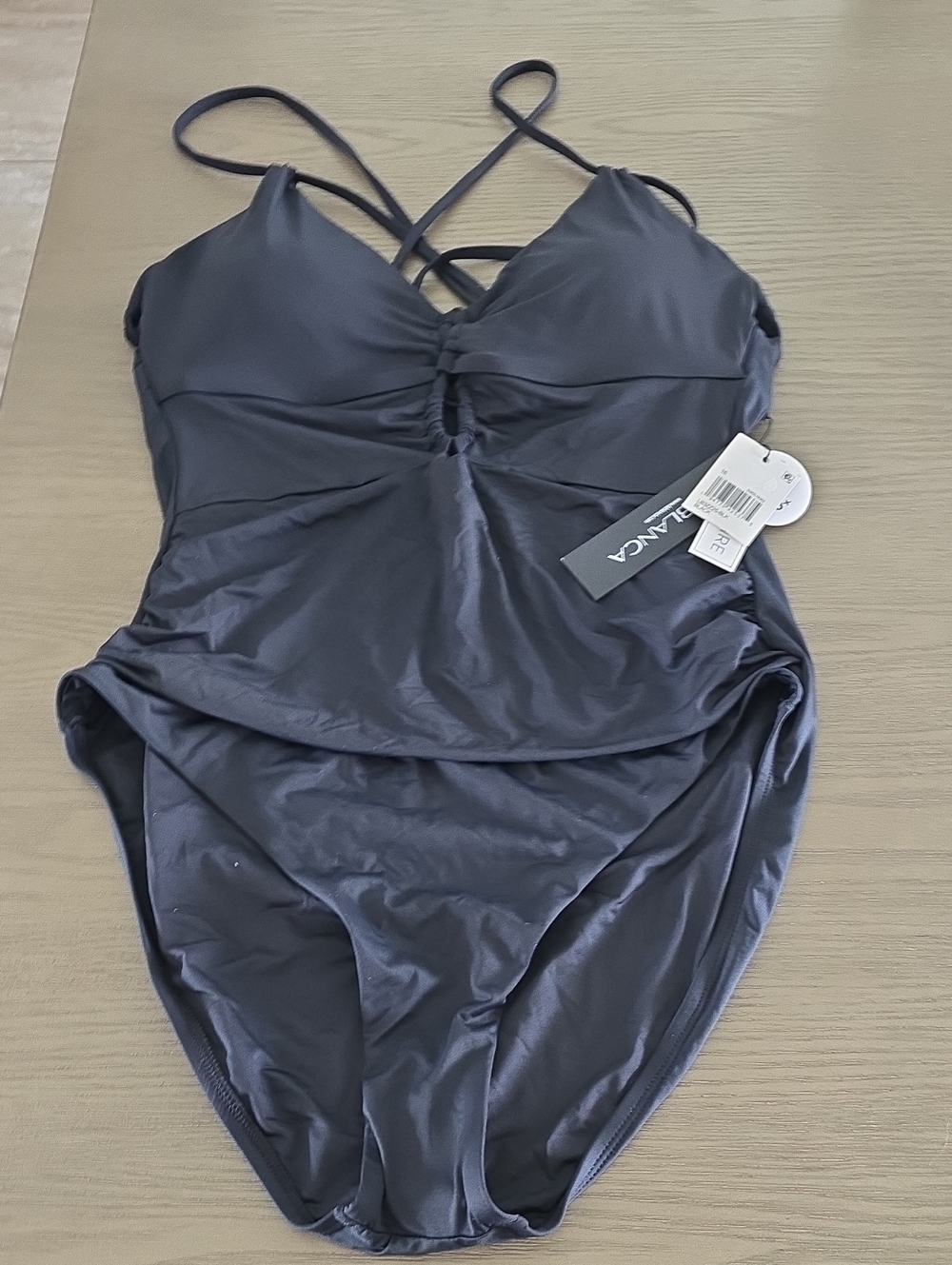 La BLanc One-Piece Swimsuit with Crisscross Straps Sz 16 Nwt